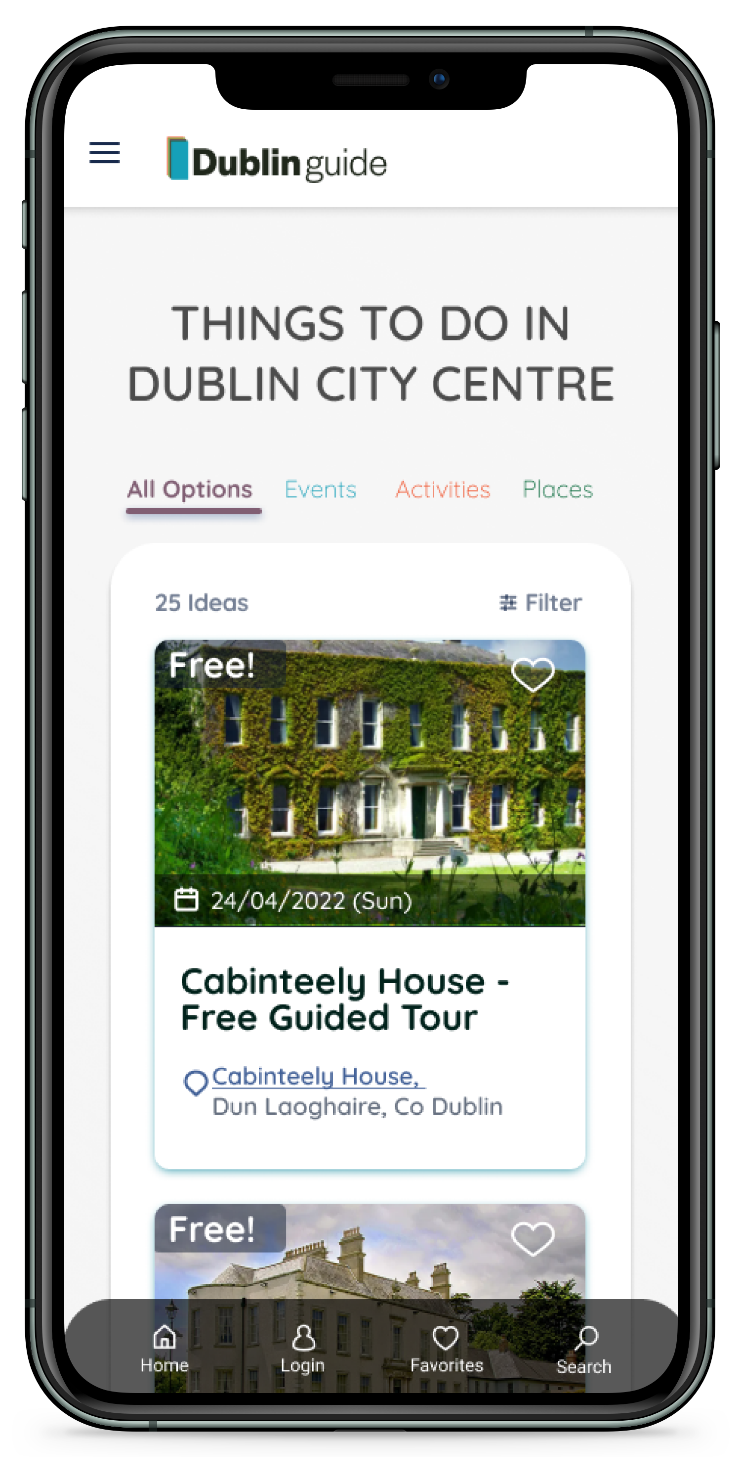 Dublin Guide Mobile Version List Screen